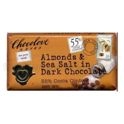 Chocolove BG11499 Chocolove Almond SeaSalt Dark Chocolate - 12x1.3OZ 