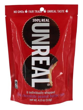 Unreal 1830397 4 oz Dark Chocolate Peanut Butter Cups 