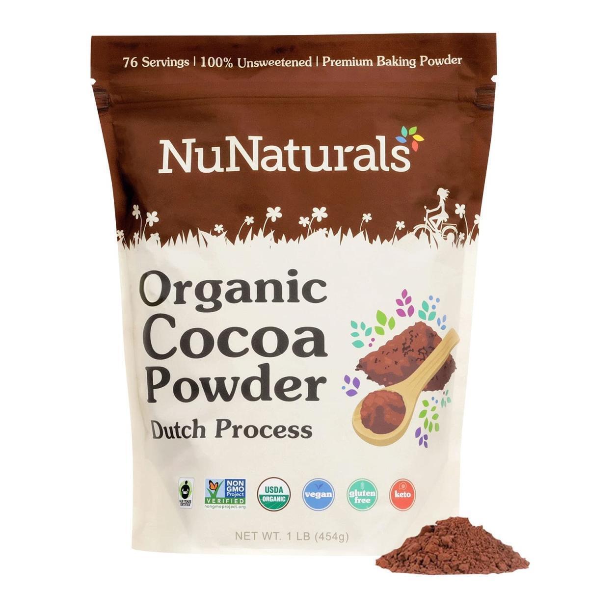 Nunaturals 62112 1 lbs Organic Premium Organic Cocoa Dutch Process Powder