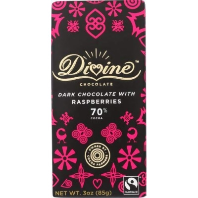 Divine Chocolate 239847 Dark Chocolate with Raspberries Bar 