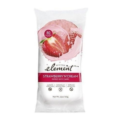Element 2127330 3.5 oz Strawberry N Cream Organic Dipped Rice Cakes 