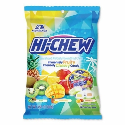 Morinaga America MOR00434 3.53 oz Hi-Chew Fruit Chews Tropical Peg Bag - 6 Count 