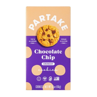 Partake Foods KHRM00343642 5.5 oz Crunchy Chocolate Chip Cookies 