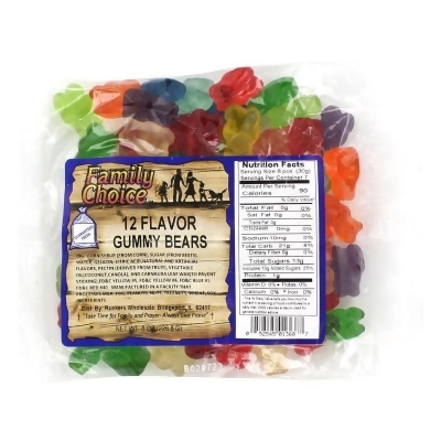 Family Choice 6049203 8 oz Assorted Gummy Bears - Pack of 12 
