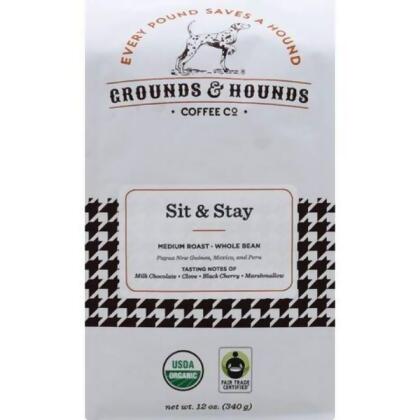 Grounds & Hounds Coffee KHRM00345486 12 oz Sit & Stay Whole Bean Coffee 