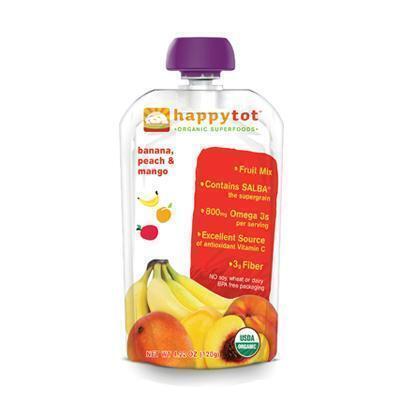 Happy Tot AY64986 Happy Tot Organic Stage 4 Pouch Food Banana- Mango & Peach -16x4.22 Oz 