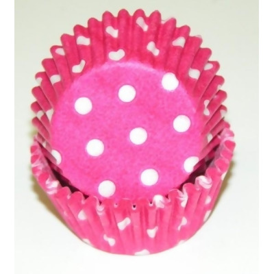 Viking -275 POLKA DOT HOT PINK 0.75 x 1.38 in. Greaseproof Baking Cup with Polka Dot Design - Hot Pink - 1000 Piece 