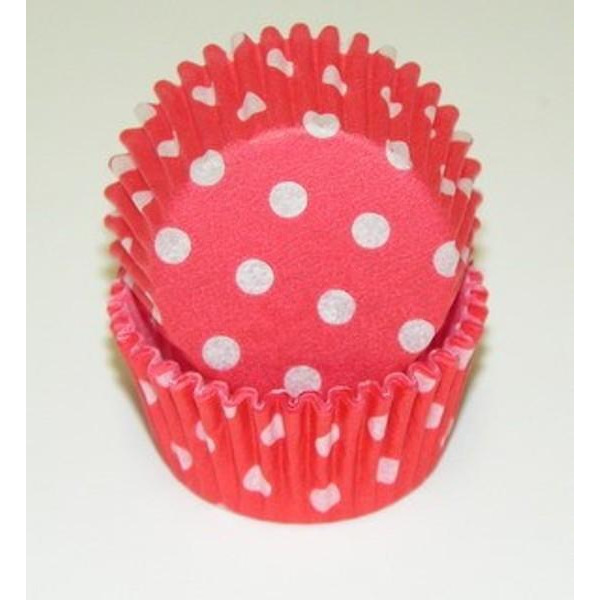 Viking -275 POLKA DOT RED 0.75 x 1.38 in. Greaseproof Baking Cup with Polka Dot Design - Red - 1000 Piece