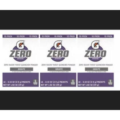 Quaker Foods & Beverages 115678 Grape Gatorade Zero Powder Glacier, Pack of 10 - Case of 12 