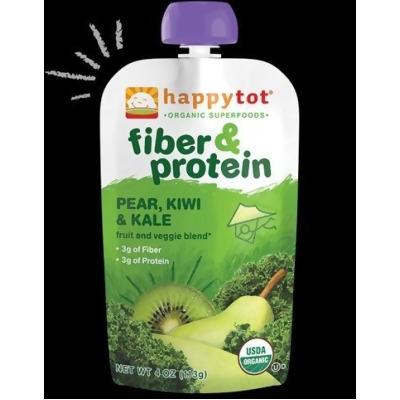 Happy Tot 4 Ounce- Fiber & Protein Organic Baby Food- Pear Kiwi & Kale 