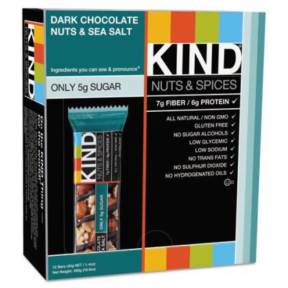 Kind Llc 17851 Nuts and Spices Bar- Dark Chocolate/Nuts/Sea Salt- 1.4 oz-  12/Box