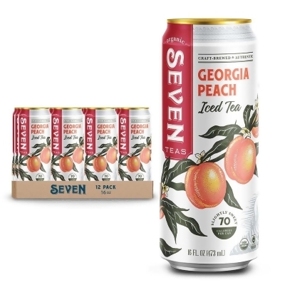 Seven Teas 393175 16 fl oz Peach Georgia Iced Tea Beverage - Pack of 12 