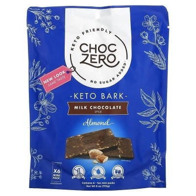 Choczero 349139 6 oz Milk Chocolate Almond Keto Bark - Pack of 12 