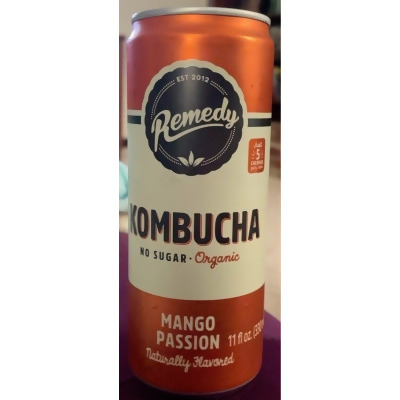 Remedy 408015 11 fl oz Kombucha Mango Passion Beverage - Pack of 12 