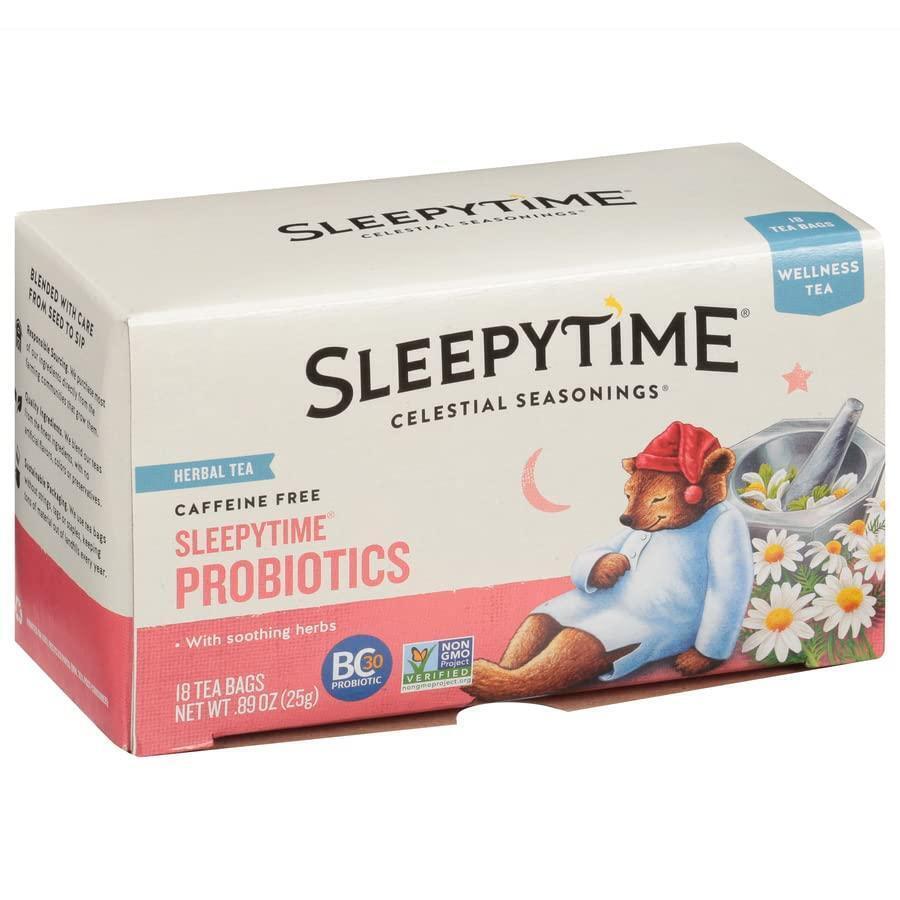 Celestial Season 2200587 Sleepytime Plus Probiotics Herbal Tea - Pack of 6 - 18 Bag
