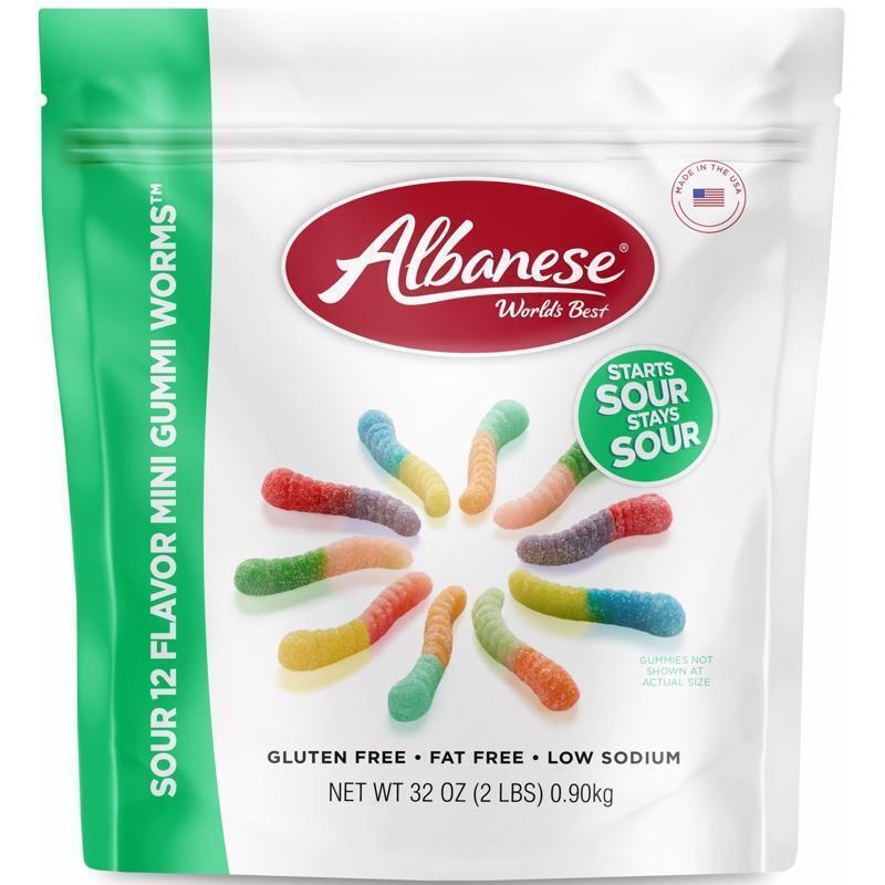 Albanese 6063558 32 oz Assorted Flavor Sour Gummi Worms