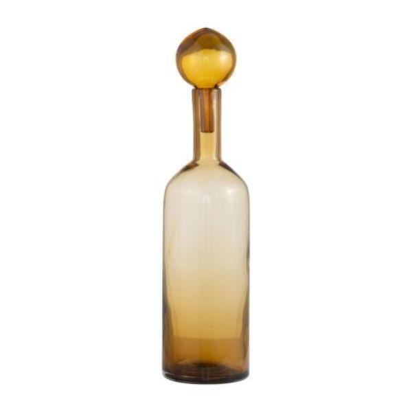 Sagebrook Home 18002-02 20 in. Glass Bottle with Stopper, Orange & Amber