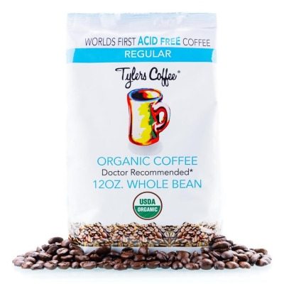 Tylers Coffee 12REGWB 12 oz Bag of Regular Whole Bean Acid-Free Coffee 