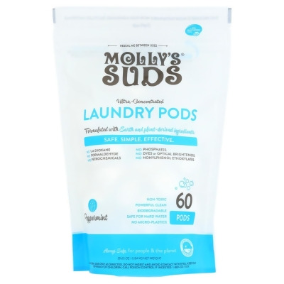 Mollys Suds KHCH02201147 29.63 oz Ultra Concentrated Laundry Detergent Pods - Peppermint - 60 Count 