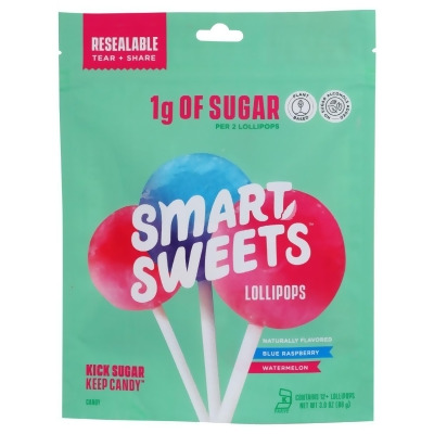 Smartsweets KHCH00405678 3 oz Blue Raspberry & Watermelon Flavors Lollipops 