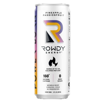 Rowdy Energy KHCH00405996 12 fl oz Power Burn Pineapple & Passionfruit Beverage 