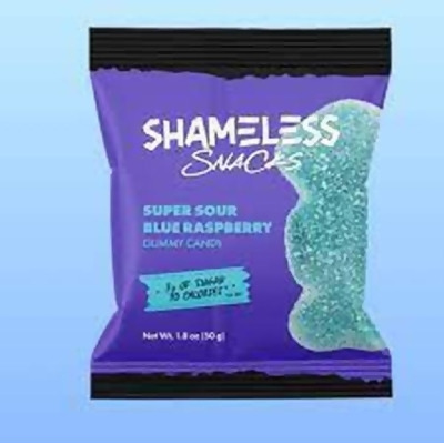 Shameless Snacks KHCH02209087 1.8 oz Sour Blue Raspberry Gummy 