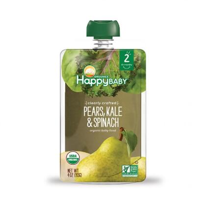 Happy Family Brands 231173 Stage 2 Organic Pears, Kale & Spinach 