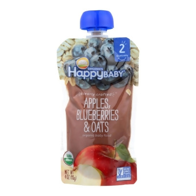 Happy Baby 1796713 4 oz Clearly Crafted Apple Baby Food, Blueberries & Oats 