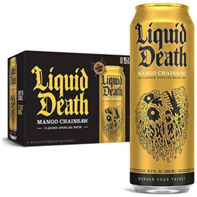 Liquid Death KHCH02207923 153.6 fl oz Mango Chainsaw Sparkling Water, Pack of 8 