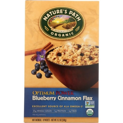 Natures Path KHFM00652461 Organic Optimum Power, Hot Oatmeal, Blueberry Cinnamon Flax - 8 Packets 
