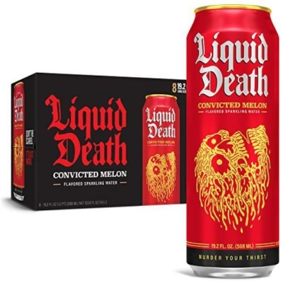 Liquid Death KHCH02207926 153.6 fl oz Convicted Melon Sparkling Water, Pack of 8 