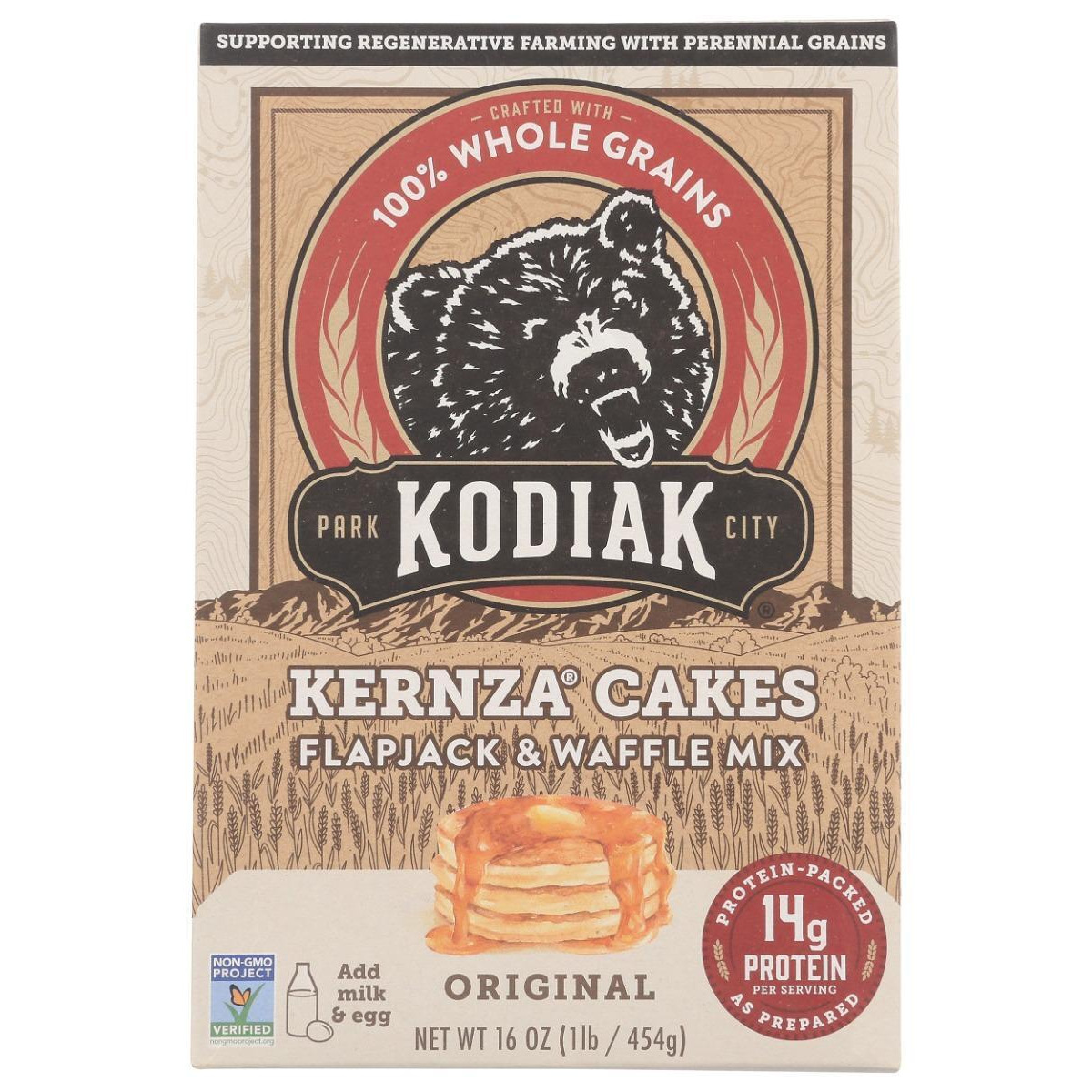 Kodiak KHRM02300487 16 oz Kernza Power Cakes Flapjack & Waffle Mix