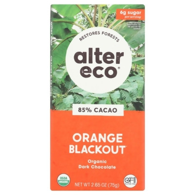 Alter Eco KHCH02208143 2.65 oz Orange Blackout Dark Chocolate Bar 