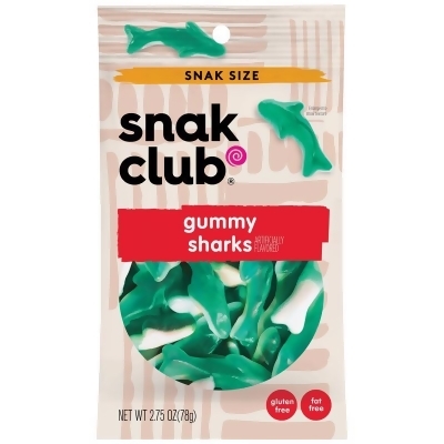 Snak Club 6065043 2.75 oz Bagged Raspberry Sharks Gummi Candy - Pack of 12 
