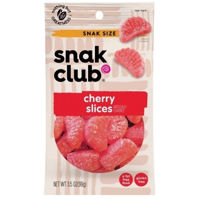 Snak Club 6065041 3.5 oz Bagged Cherry Slices Gummi Candy - Pack of 12 