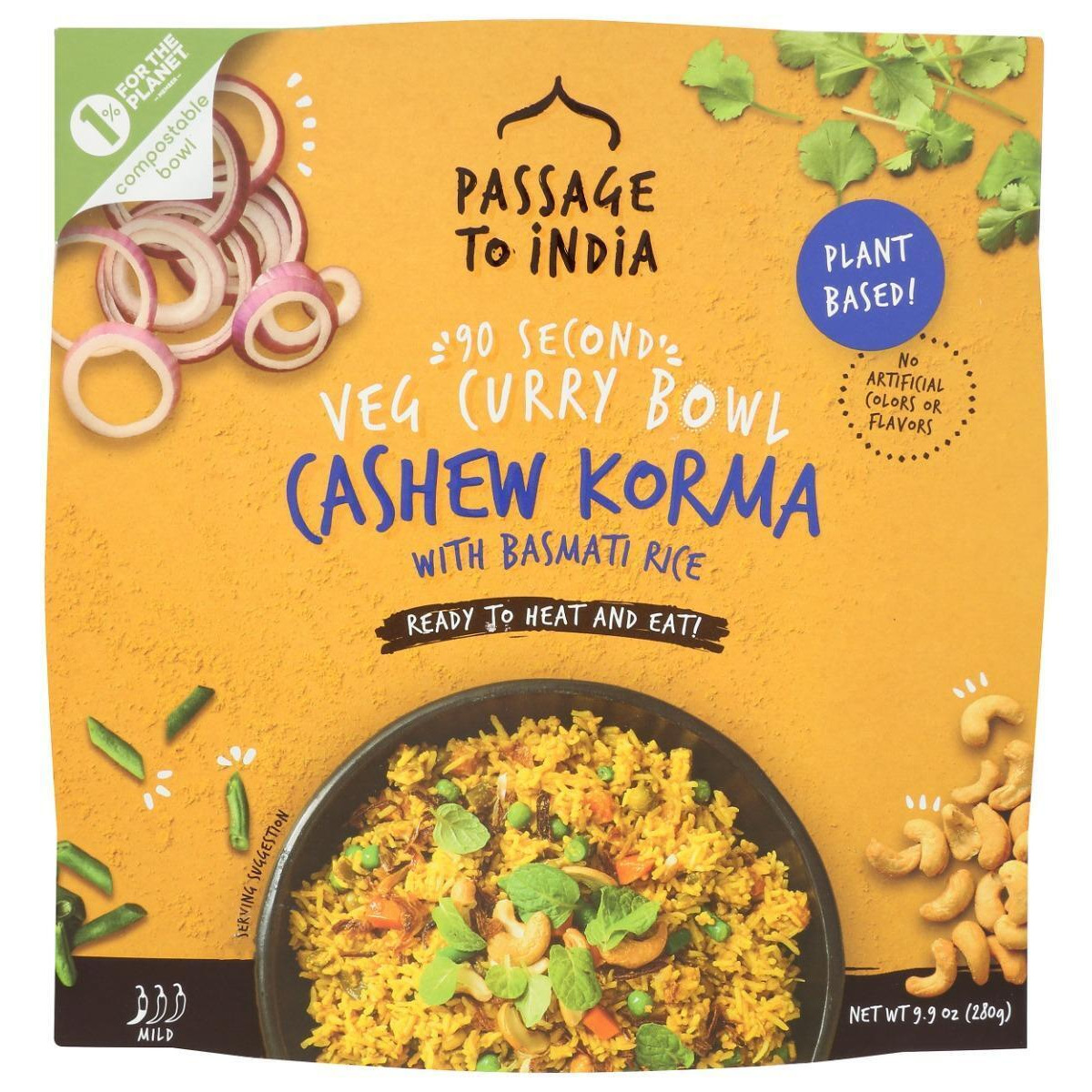 Passage Foods KHRM00388688 9.87 oz Cashew Korma Veg Curry Bowl
