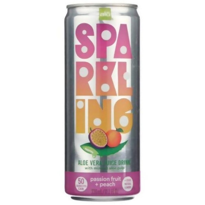 Alo KHRM02302247 11.2 fl oz Sparkling Passionfruit & Peach Aloe Vera Juice 