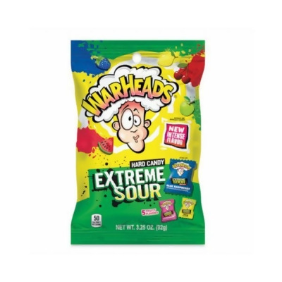 Midwest Distribution 129155 3.25 oz Warheads Extreme Sour Candy Peg Bag 
