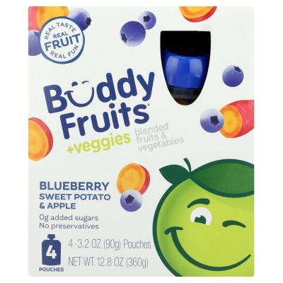 Buddy Fruits KHLV02306799 12.8 oz Blueberry Sweet Potato & Apple 4 Pouches Blended Fruits & Vegetables 