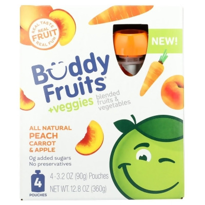 Buddy Fruits KHLV02306801 12.8 oz Peach Carrot & Apple 4 Pouches Blended Fruits & Vegetables 
