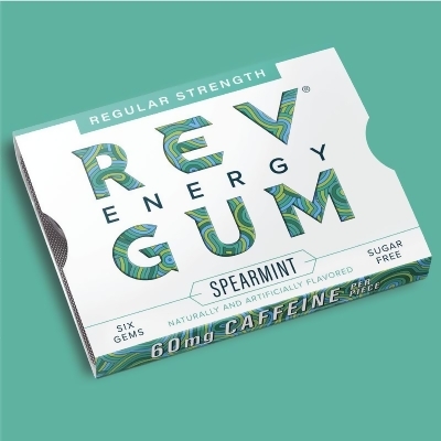 REV Gum 2304285 Spearmint Regular Strength Energy Gum - 6 Piece - Pack of 12 