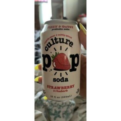 Culture Pop 2204172 12 fl oz Strawberry & Rhubarb Probiotic Soda - Pack of 12