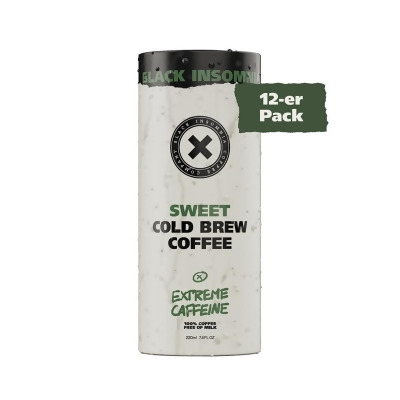 Black Insomnia BICCOldBrew-Sweet Extreme Caffeine Sweet Cold Brew Coffee - 12 Count 