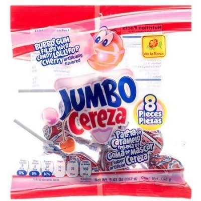De La Rosa 297436 16.08 oz Cherry Pop Jumbo Lollipop - Pack of 25 