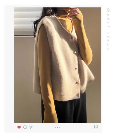 FB5410 秋季法式復古針織馬甲背心 