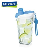 【可微波】GLASSLOCK 鋼化方形玻璃杯-藍色 【可微波】GLASSLOCK 鋼化方形玻璃杯-藍色