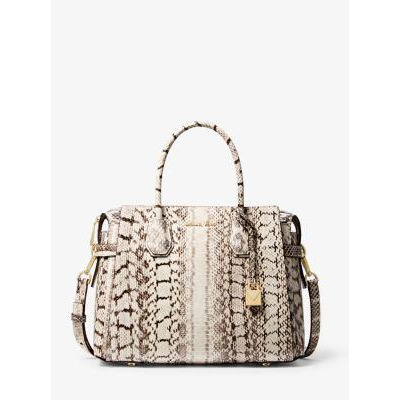 michael kors mercer snakeskin tote