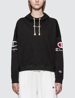 champion hoodie logo on sleeve