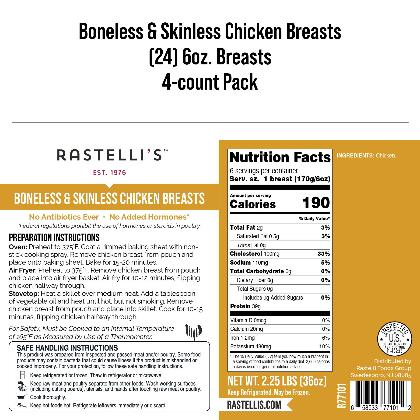 Rastelli's Antibiotic Free Boneless Chicken Breasts, 6 oz. Portions alternate image