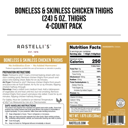 Rastelli's Antibiotic Free Boneless Chicken Thighs, 5 oz. Portions alternate image